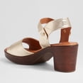 thumbnail image 3 of FSJ Women Platform Chunky Heel Sandals Wooden Block Heel Comfortable Open Toe Ankle Strap Wide Band Mid Heel Party Date Night Dance Shoes Size 8.5 Gold, 3 of 4