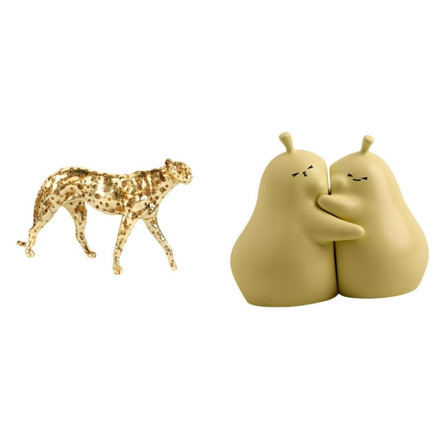 Figura de guepardo,Figura de guepardo dorado,adorno de escritorio moderno,Adorno de mesa con estatua de guepardo realista,sujetalibros decorativos,Sujetalibros decorativos para