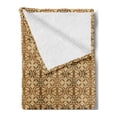 thumbnail image 2 of Vintage Soft Flannel Fleece Throw Blanket, Baroque Style Inspired Geometric Oval Form with Bulky Plants Dots, Cozy Plush for Indoor and Outdoor Use, 50" x 70", Caramel and Beige, by Ambesonne, 2 of 5