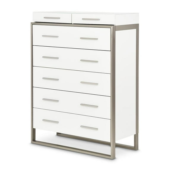 Michael Amini Marquee 7-Drawer Modern Chest in Cloud White