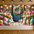 thumbnail image 4 of Happy Easter Photography Backdrop Spring Green Grass Rabbit Bunny Eggs Wooden Board Baby Shower Kids Portrait Decor Background, 4 of 4