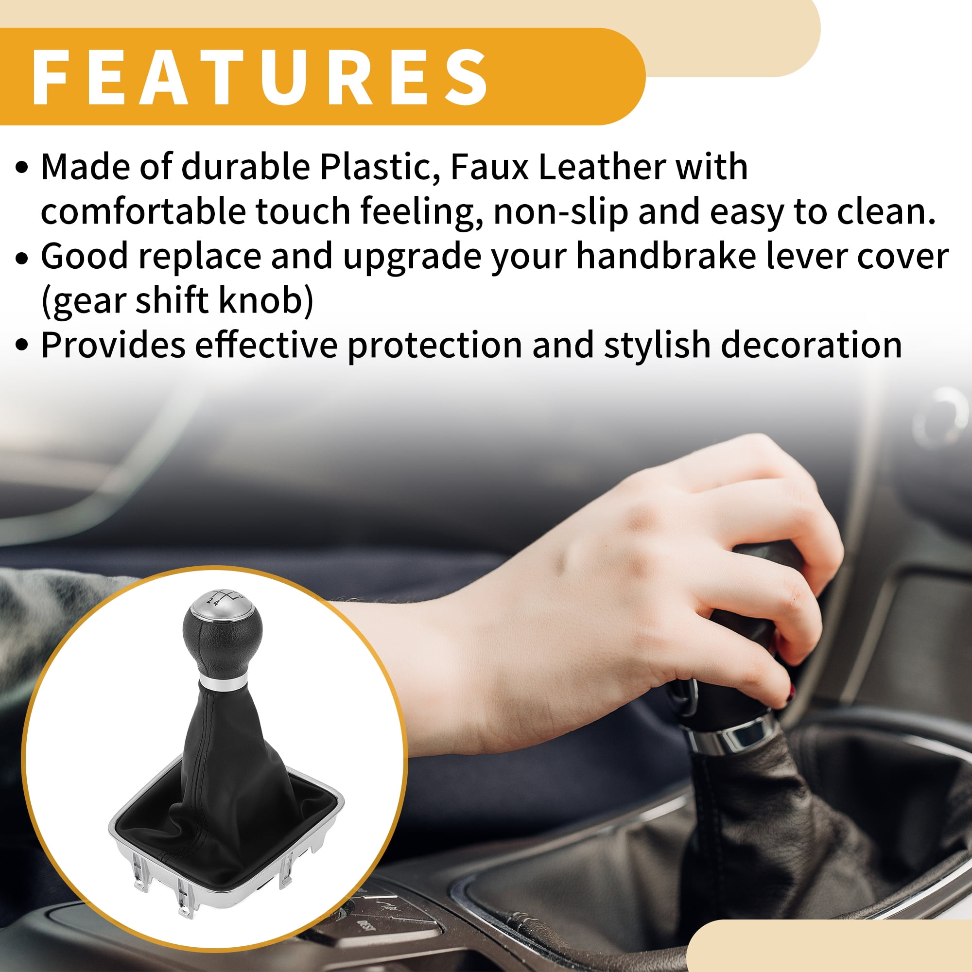 Unique Bargains 5 Speed Gear Shift Knob with Cover No.5N0711113 - Stick Shifter Knob - for VW Golf Plus 5M Plastic 1 Pc