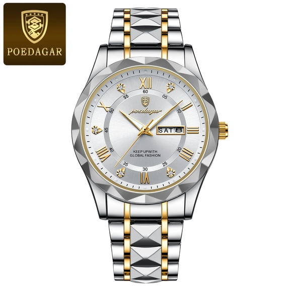 POEDAGAR New Fashion Luxury Men's Watch Stainless Steel Watch Waterproof Luminous Quartz Watch