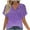 Purple, variant on Womens Summer Tops V Neck Short Sleeve Shirts Trendy Casual Vacation Printing Tee Shirts