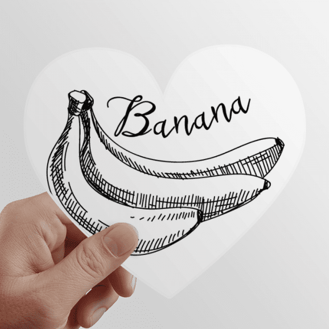 Banana Fruit Line Drawing Illustration Heart Vinyl Sticker Bicycle Bottle Decal