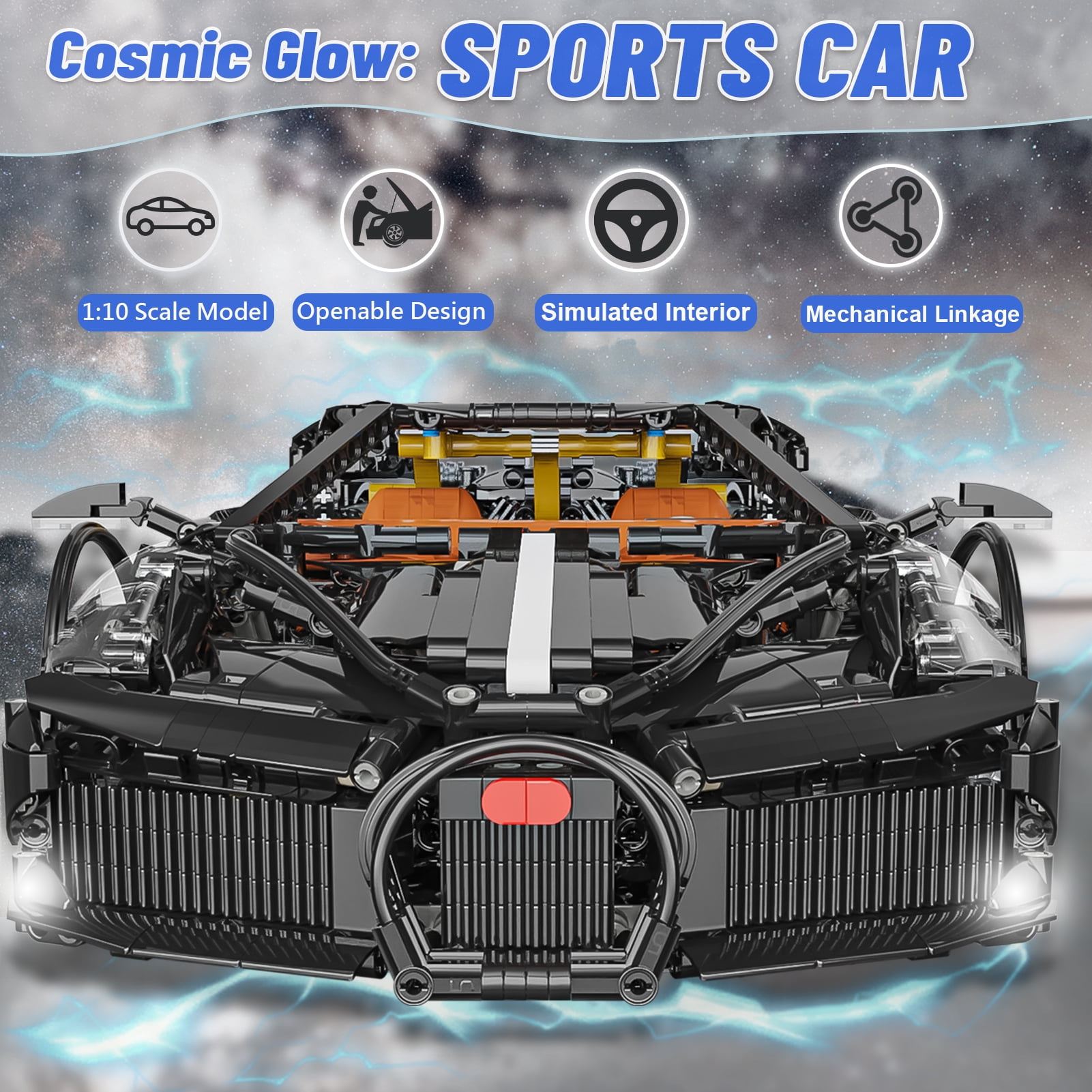 QOQ Super Car Building Toys 1:8 Model Car Building Blocks, Toy Car Gifts for Boys Teens Age 8+ Adults and Vehicle Enthusiasts