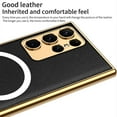 thumbnail image 4 of Plating Magsafe Case Compatible With Samsung Galaxy S23 Ultra, Magnetic Wireless Charging Leather Cover, 4 of 5