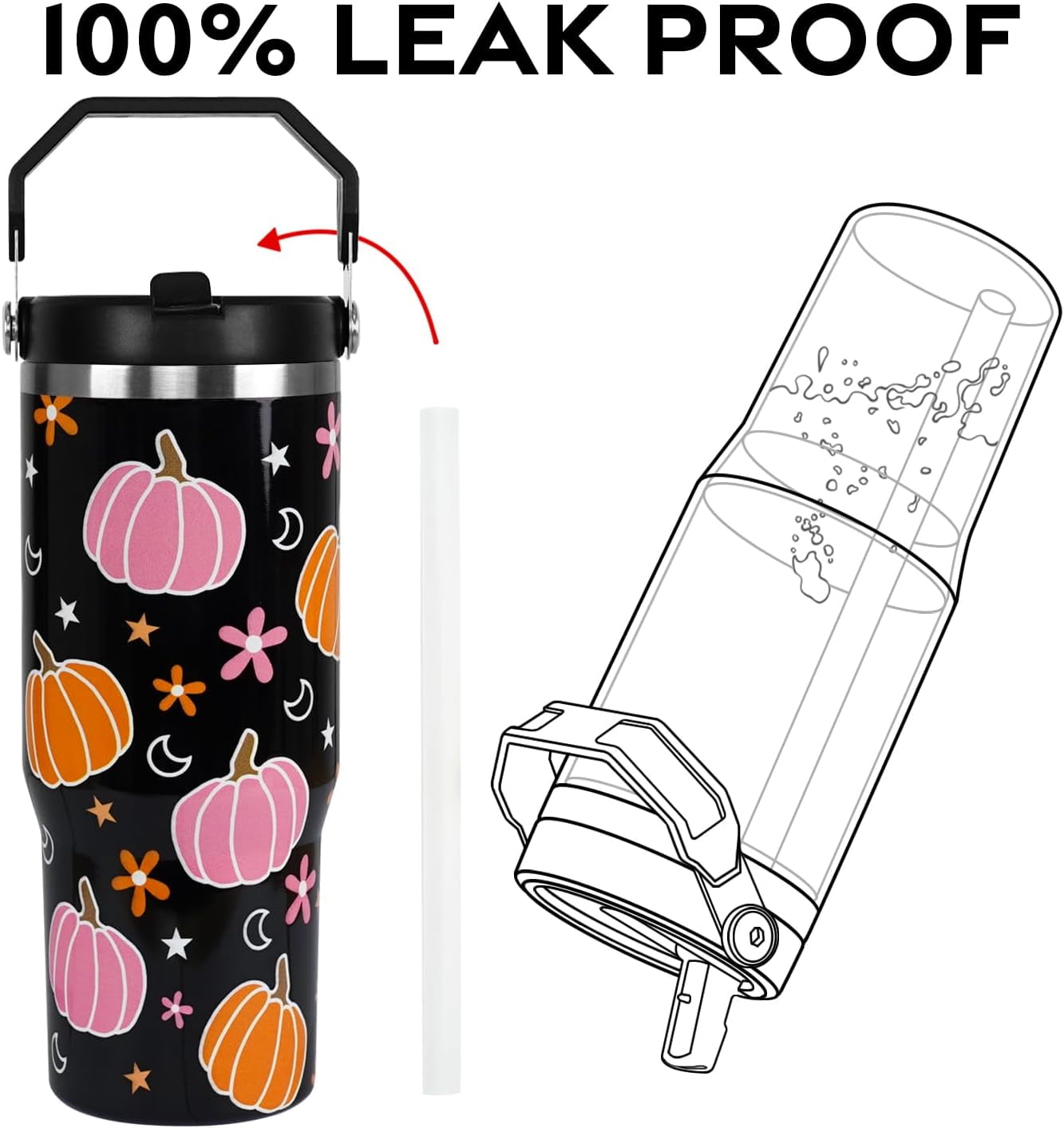 Christmas Tumbler with Handle and Straw Lid 40 oz,Cute Christmas Gifts for Women Xmas Lights Snowflakes Vacuum Insulated Leak Proof Tumbler,Winter Holiday Accessories Stainless Steel Coffee Cup Mug