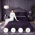 thumbnail image 3 of meiyoeat Vintage Damask Floral Queen Comforter Set,Vintage Gothic Comforter Sets Queen, Purple Black,Black Reversible,3pcs, 3 of 7
