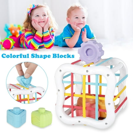 HOTBEST Toys for 1-2 Year Old Boy Girl,Baby Sorter Toy Colorful Cube and Multi Sensory Shape,Learning Toys for Girls Boys Gifts Age 1-3