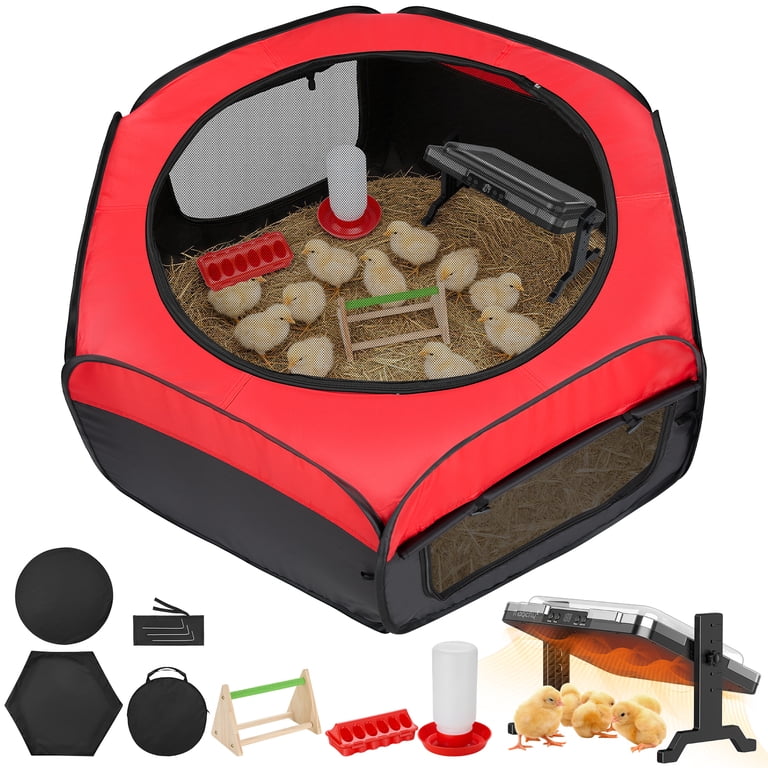 Magicfly Chicken Brooder Box for Chick Starter Kit with Heating Plate ,Playpen, Feeder, Waterer, Perch & Veggie Hanger for Indoor/Outdoor Use
