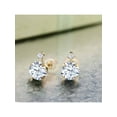 thumbnail image 3 of Gem Stone King 1.76 Ct Round White Zirconia White Created Sapphire 14K Yellow Gold Earrings, 3 of 3