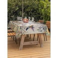 thumbnail image 2 of Outdoor Tablecloth with Umbrella Hole and Zipper, Spring Floral Rectangle Table Cloth 54x80 Inch Waterproof Tablecloth, Daisy Sunflowers Wisteria Hummingbird Beige Picnic Table Cover for Patio, 2 of 7