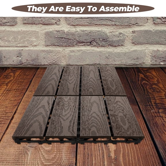 ETEREAUTY Outdoor Plastic Deck Tiles with Enhanced Interlocking System for Garden, Balcony, Patio, and Outdoor Floor Decor
