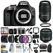 Nikon D3300 DSLR Digital Camera with 18-55mm VR II + 55-300mm VR Lens + 128GB Memory + 2 Batteries + Charger + LED Video Light + Backpack + Case + Filters + Auxiliary Lenses + More!