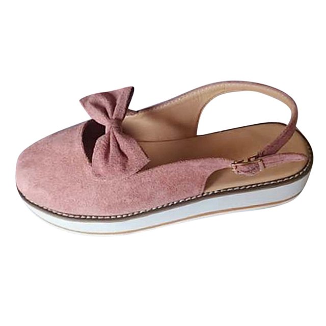 Zapatos planos de punta redonda hueca para mujer, suela gruesa, correa con hebilla de lazo, zapatos informales Wmkox8yii sa946