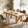 thumbnail image 5 of Fnova 63'' Farmhouse Dining Table for 4-6 People, Rectangular Dinner Table with Sturdy X-Shaped Base, for Dining Room, Living Room, Kitchen & Home Office, 5 of 14