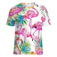thumbnail image 5 of Flamingo Pattern Women's Short Sleeve Tops Casual Blouses T Shirt, 5 of 6