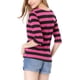 thumbnail image 2 of Disfraz de Día de San Patricio para mujer Mangas en el codo Top Cuello redondo Camiseta ajustada Camiseta estampada informal Negro fucsia S, 2 of 7