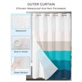 thumbnail image 4 of No Hook Shower Curtain with Snap-in Liner, Blue Aqua Ombre Waterproof Fabric Bathroom Curtains, Modern Abstract Art Farmhouse Striped Bath Curtains & Mesh Top Window Stand Up Stall 60"x72", 4 of 9