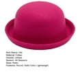 thumbnail image 7 of Flat-top Fedora Hat Pure Color Imitation Wool Jazz Hat Unisex Japanese Style Wide Brim Ladies Round Hat Parties Cosplay Bowler Hat, 7 of 7