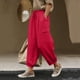 thumbnail image 2 of Pantalones de Lino Mujeres Color Sólido Cintura Elástica Pantalones de Ropa de Trabajo Casual Longitud Del Tobillo Verano, 2 of 8