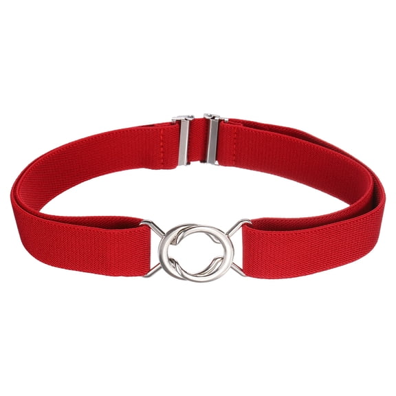 Uxcell Women Stretchy Waist Belt, No Show Elastic Stretch Belts with Flat Buckle for Dresses Jeans Casual Pants, Red