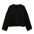 thumbnail image 6 of Lixiuxyad ‌Women's Oversized Cable Knit Cardigan Sweater V-Neck Button-Up‌ Sweater with Pockets,Black, 6 of 6