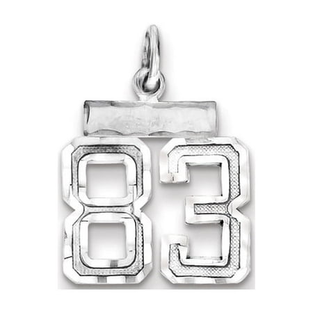 Diamond2Deal 925 Sterling Silver Rhodium-Plated Diamond-Cut #83 Charm Pendant for Women