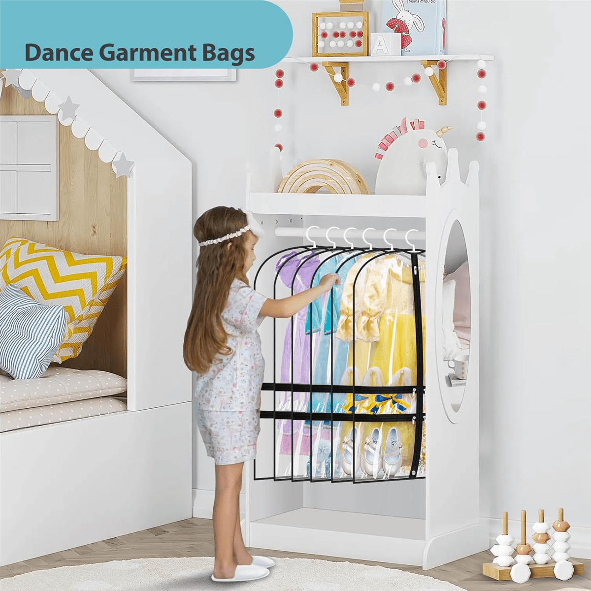 2 Packs Clear Dance for Dancers with 4 Pockets, 40Inch Kids Dance Costume Garment Bag for Travel and Danc
