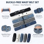 5 Piece No Buckle Elastic Waist Belt Set, Adjustable Waist Belts for Jeans and Pants, TIKA
