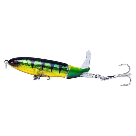 NAOJIE® Whopper Fishing Lure for Bass Popper Top Water Fishing Lures with Floating Rotating Tail Barb Treble Hooks In Saltwater Freshwater(H),Fishing Lures Bass,Whopper Plopper,Bass Lures
