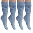 thumbnail image 5 of 3 Pairs Cotton Slouch Cotton Socks Extra Heavy and Extra Long Shoe Size 5-10 (Light Blue), 5 of 12
