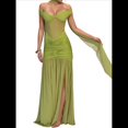 thumbnail image 1 of Vestido de Dama de con Escote en V, Plisado, de , 2025, con Hombros Descubiertos, Fluido, Formal, de Noche, para Invitada de Boda con Abertura Verde M, 1 of 9