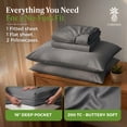 thumbnail image 3 of Aloha Soft by Cariloha Bamboo Viscose Sheets – 4-Piece Queen Sheet Set – 16 in Deep Pockets – Buttery Soft Cooling Sheets – Shade Gray, 3 of 8