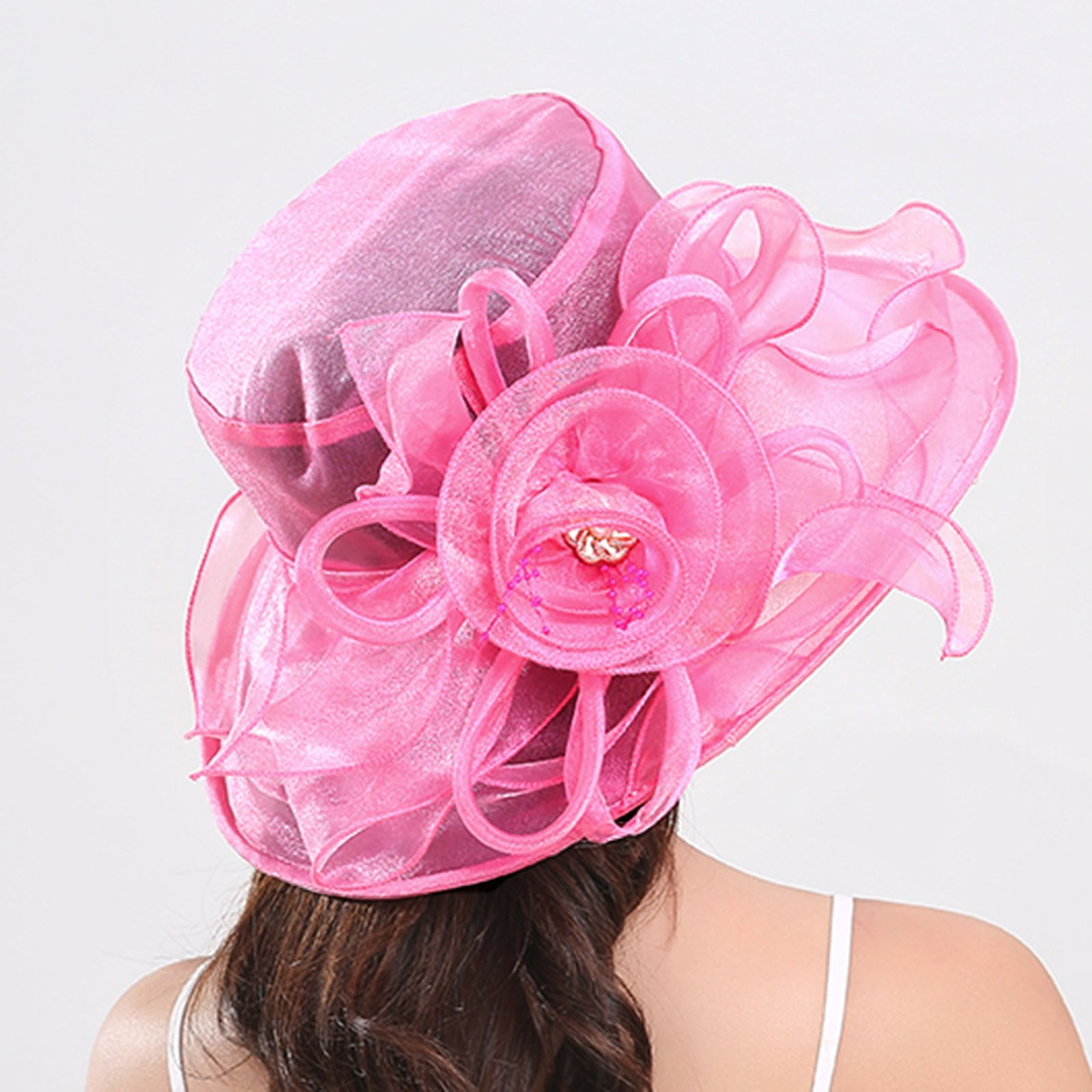 LEKODE Lady Derby Dress Church Cloche Hat Bow Bucket Wedding  display picture 1