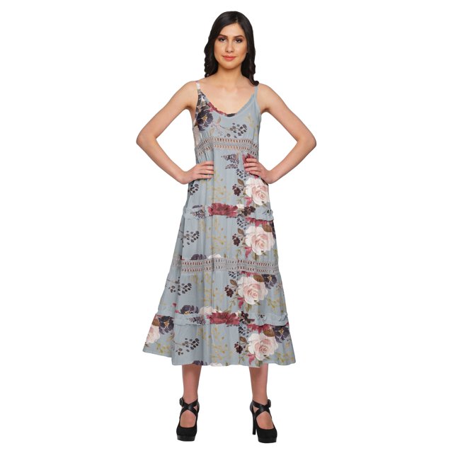 Moomaya Adjustable Spaghetti Straps For Women Plus Size Sleeveless Maxi Dress