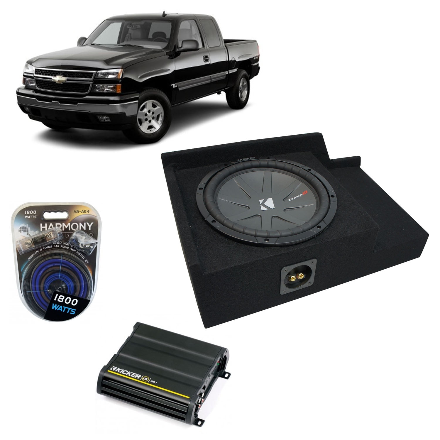 9906 Chevy Silverado Ext Cab Truck Kicker CompR CWR12 Single 12 Sub