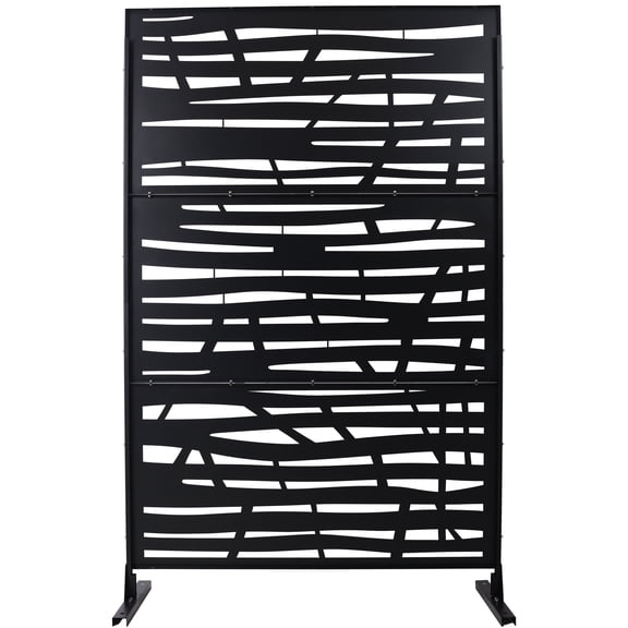 Privacy Screen Outdoor & Indoor Privacy Screen Metal Privacy Screen 76" H×48" W, Freestanding Decorative Privacy Screen for Deck Balcony Patio, Privacy Fence Panels for Outside Lawn Garden PS109 BLAC