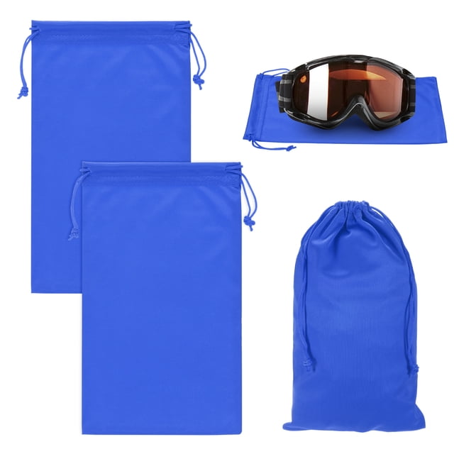 Uxcell 2-Pack Ski Goggle Bag, 9.8" x 5.9" Soft Microfiber Pouch Bags with Drawstring for Snow Goggles Blue