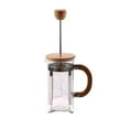 thumbnail image 2 of Press Infuser Bamboo Cover With Coffee Pot Clear/Brown/Silver，Cafepress Wood Pressed Coffee, French Press, Olive Wood, Heat Resistant Glass,Practical Capacity, 600 ml, 2 of 5