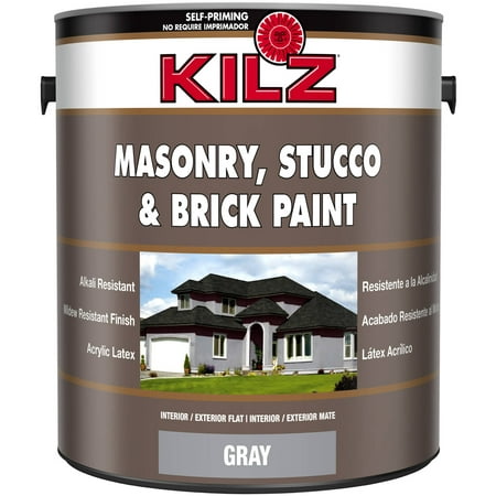 KILZ Interior/Exterior Masonry, Stucco & Brick Flat Paint, 1 (Best Exterior Paint To Prevent Mold)