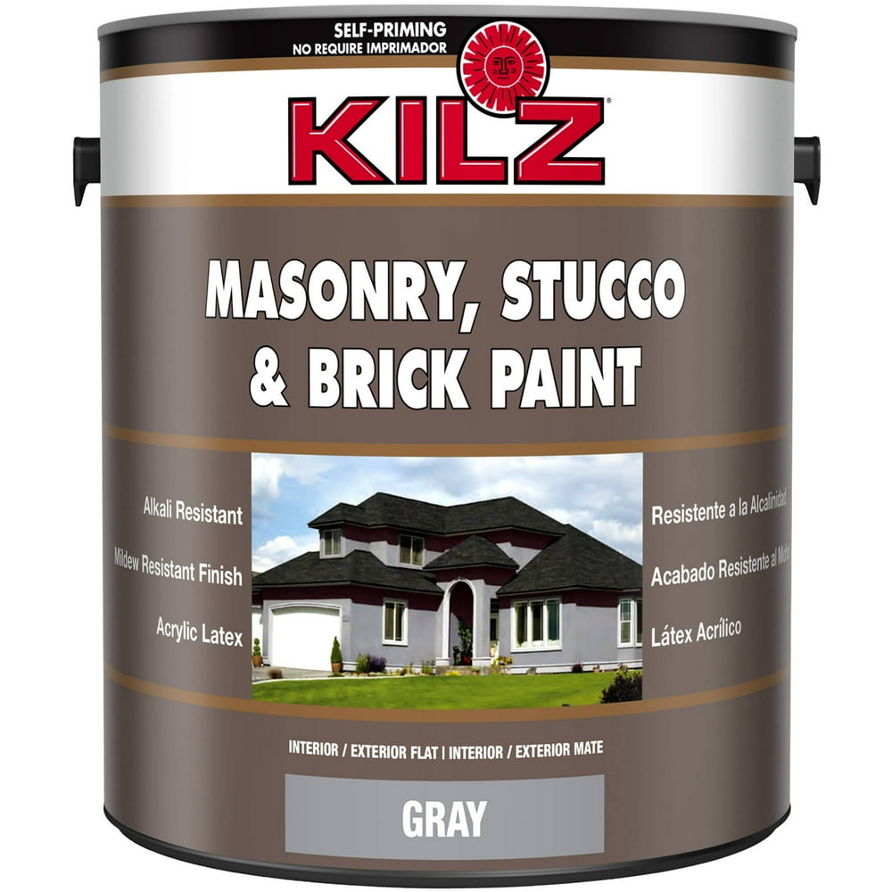 KILZ Interior/Exterior Masonry, Stucco & Brick Flat Paint, 1 Gallon