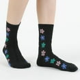 thumbnail image 5 of Women Crew Socks | 4-6 Pairs Flower Graphic Rainbow Striped Design Polka Dot Heart Leopard Pattern Cotton Socks | US 6-8, 5 of 6