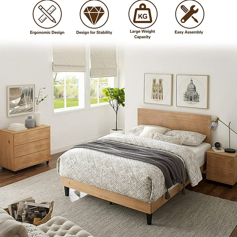 Solid wood 2024 mid century bed