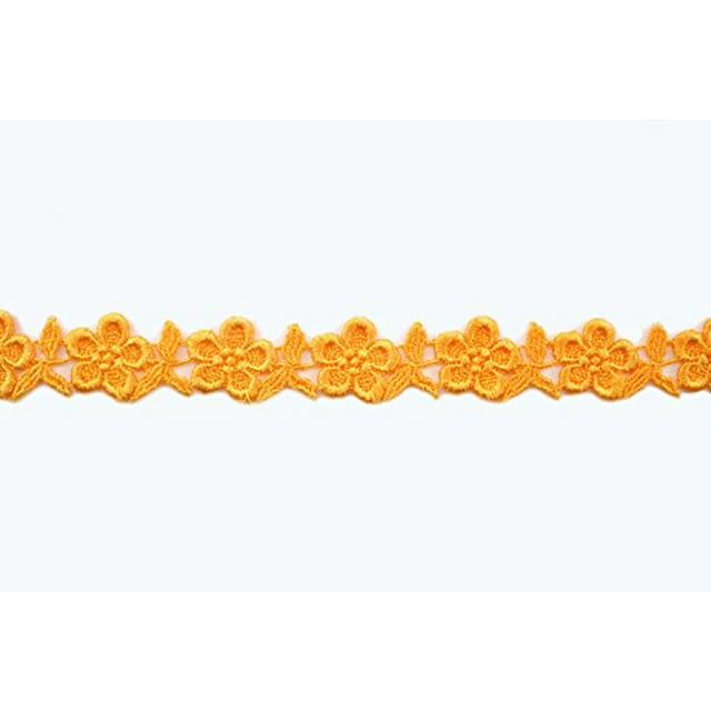 Altotux 3/4" 19 Colors Small Floral Embroidered Venice Lace Trim Guipure By 2 Yards (Yellow)