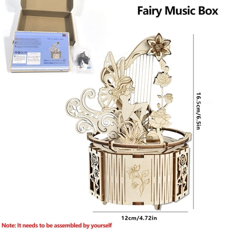 3D Wooden Puzzle Moon Star Music Box DIY Assembly Rotating Craft Decoration STEAM Educational Toys Gift for Adults Teens Kids