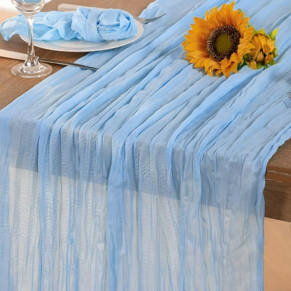 Table Runner Summer Sheer Cloth Table Runner Gauze Summer Table Decorations for Wedding Bridal Girl Baby Shower Sweet Party Decor