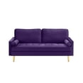 thumbnail image 2 of Xukmct 2 Seater Velvet Sofa Couch with Metal Legs, 65 inch Loveseat Sofa for Living Room, Office, Bedroom, Purple, 2 of 6