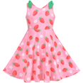 thumbnail image 2 of Sunny Fashion Girls Dress Pink Strawberry V-neck Sweet Summer Sleeveless Casual 4 Years, 2 of 5